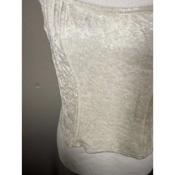 Vtg Y2k Victorias Secret White Velvet Tank Top Sz M Coquette Cottagecore Angel - Picture 3 of 7